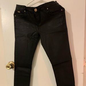 Full length wax coated black jeans Zara